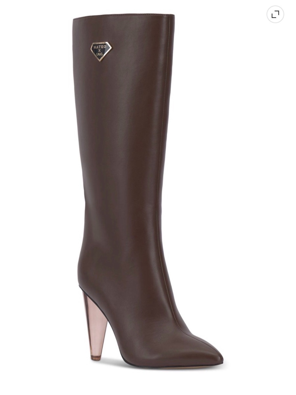 INC International Concepts Brown Knee-High Leather Boot with Sculpted Heel
